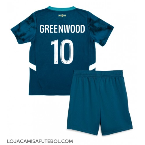 Camisa de Futebol Olympique de Marseille Mason Greenwood #10 Equipamento Secundário Infantil 2024-25 Manga Curta (+ Calças curtas)